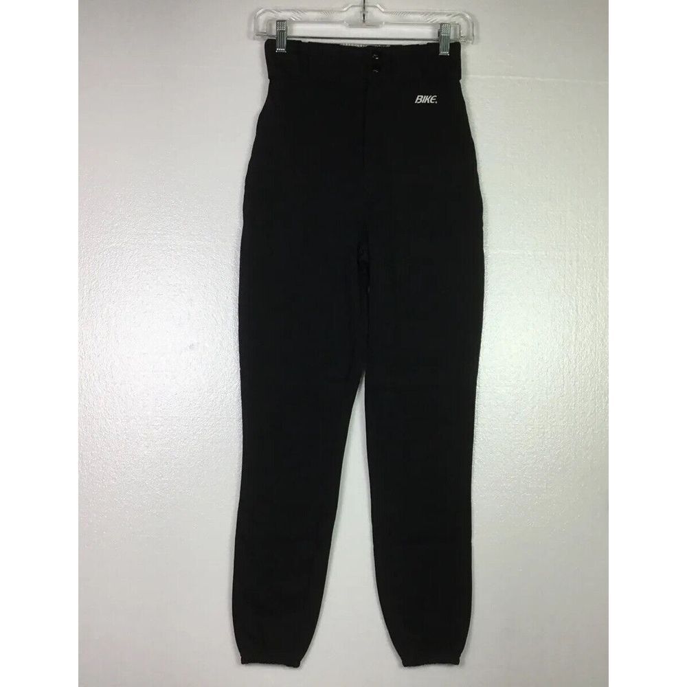 BIKE Athletic Co Pants Unisex Size S Black elastic waist zip‎ snaps elastic leg